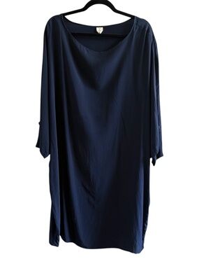 Elizabeth Suzann Navy Silk Crepe Artist Dress OS First Edition